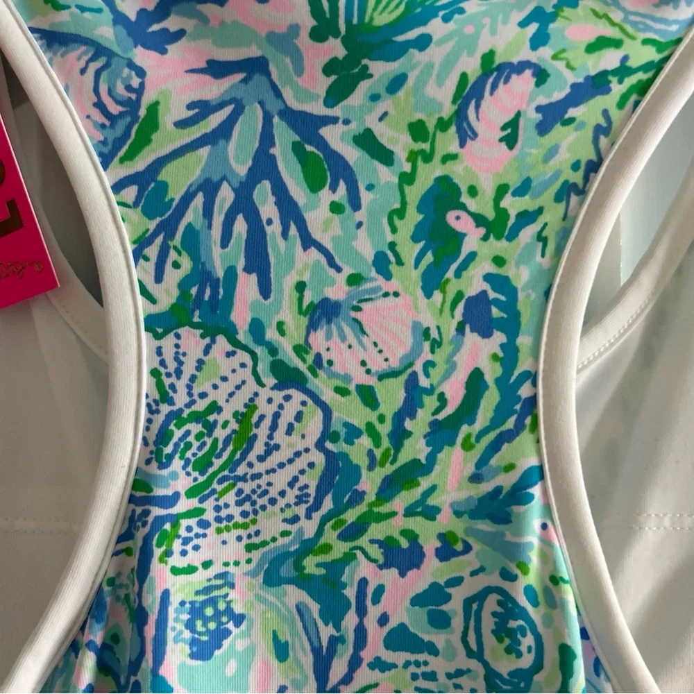 Lilly Pulitzer X Meryl Bra Tank Top Womens SMALL or MED Surf Blue Soleil $118